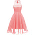 Lace Upper Sleeveless Scoop Skater Dress #Lace #Pink #Sleeveless #Zipper